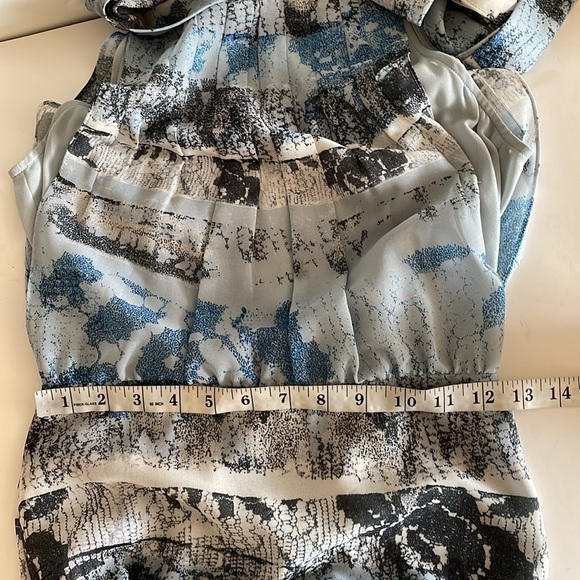 Reiss Ezra Multi Blue Printed Sleeveless High Neck Bow Maxi Dress size 0 - Picture 6 of 8